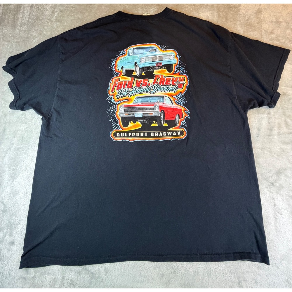 Gildan T-Shirt Mens 3XL Black Ford vs Chevy Gulfport Dragway Graphic Tee